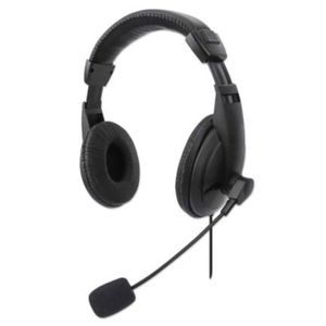 Audífonos Manhattan Estéreo Usb Micrófono Ajustable Control Integrado Color Negro Mncaudab006