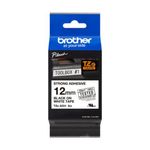 Cinta Brother TZeS231 Laminada Súper Adhesiva Texto Negro sobre Fondo Blanco 12mm