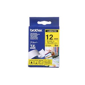 Cinta Brother Tze631 Laminada Texto Negro Sobre Fondo Amarillo 12Mmx8M Boccinad094
