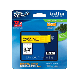 Cinta Brother Tze641 Laminada Texto Negro Sobre Fondo Amarillo 18Mmx8M Pt300/310B/330/530 Boccinad070