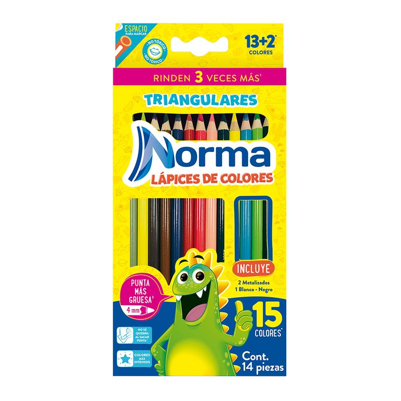 LAPICES DE COLOR 13+2L TRIANGULAR NORMA