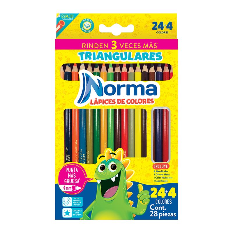 LAPICES DE COLOR 24+4-L TRIANGULAR NORMA