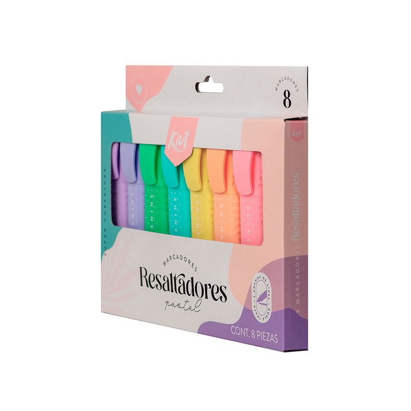 MARCADOR RESALTADOR PASTEL C/8 KIUT