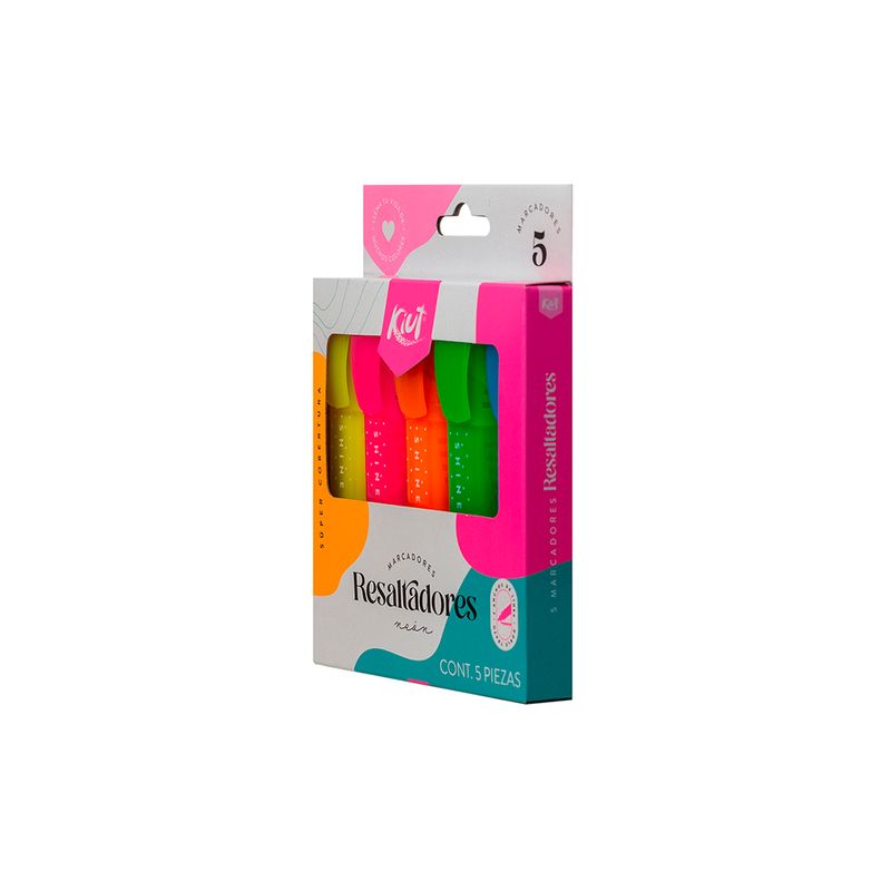 MARCADOR RESALTADOR NEON C/5 KIUT