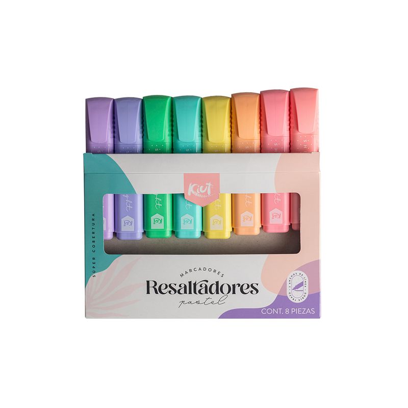 MARCADOR RESALTADOR PASTEL C/8 KIUT