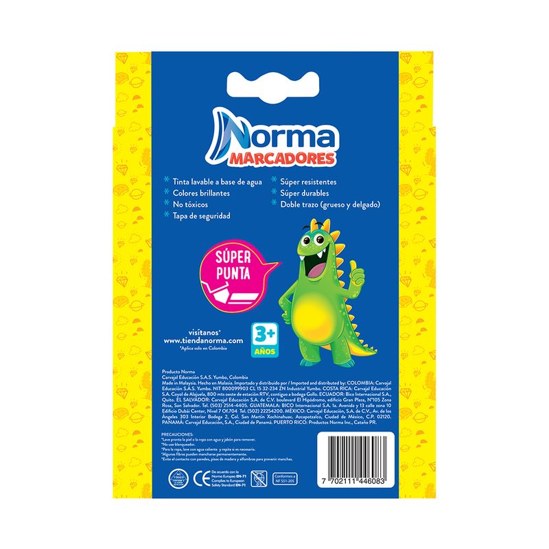 MARCADOR LAVABLE C/12 NORMA