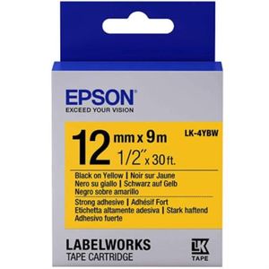 Cinta Epson Labelworks Adhesivo Fuerte 12Mm Negro Sobre Amarillo Epccinad051
