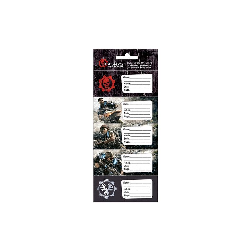 ETIQUETA ESCOLAR GEARS OF WAR BOLSA C/10