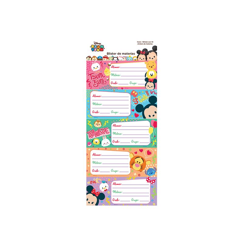 ETIQUETA ESCOLAR TSUM TSUM BOLSA C/10