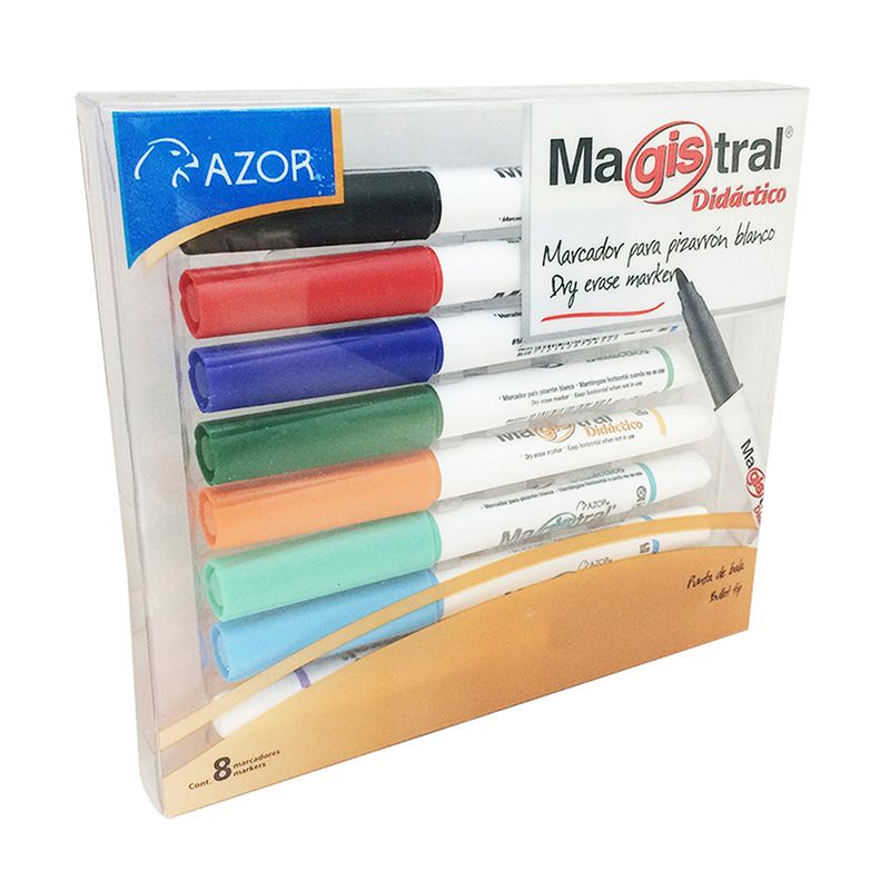 MARCADOR PARA PIZARRON PUNTO FINO SURTIDOS CON 8 MAGISTRAL