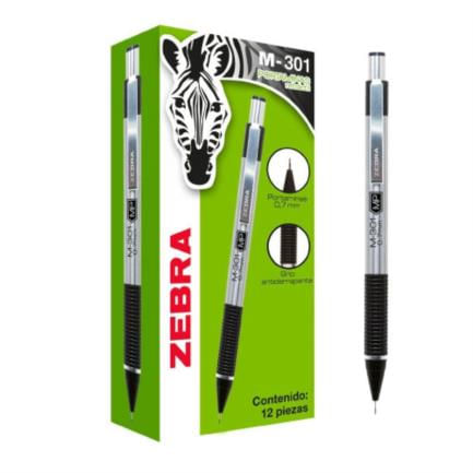 42833 - Lapicero Zebra M301 Punta 0 7mm Color Negro C/12 Pzas