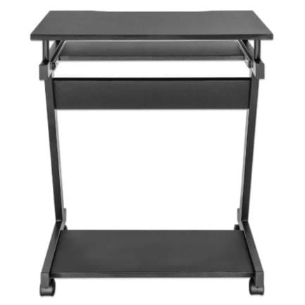 42745 - Escritorio Manhattan Compacto con Ruedas Bandeja Deslizable para Teclado Repisa Inferior para CPU Color Negro