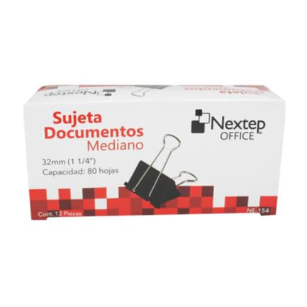 42792 - Sujeta Documentos Nextep Mediano 32mm (1 1/4") 12 Pzas