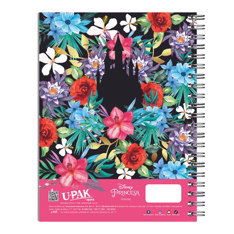 CUADERNO ESPIRAL PROFESIONAL 100H RAYAS PRINCESAS FLORAL
