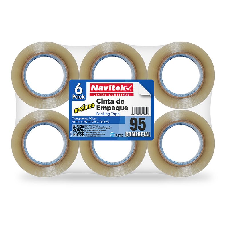 CINTA EMPAQUE TRANSPARENTE NAVITEK CON 6 48X150 MTS
