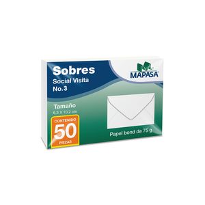 Sobre Tarjeta Visita 3 Blanco 50 Pzas Ha0014