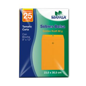 Sobre Bolsa Carta Golden Con Broche 25 Pzas Ia0462