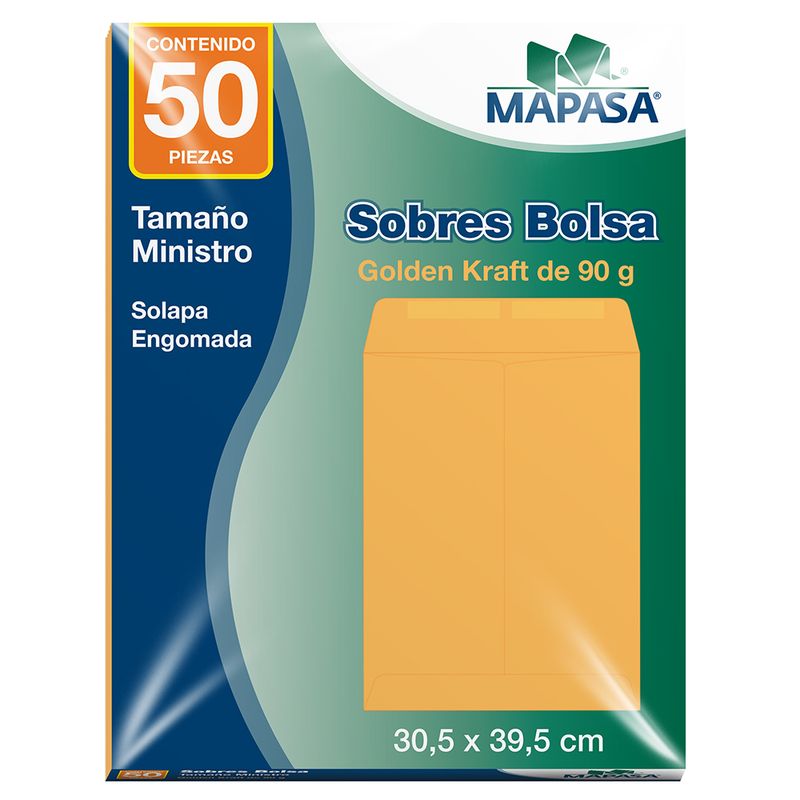 SOBRE BOLSA GOLDEN MINISTRO (LEGAL) ENGOMADO C/50PZAS