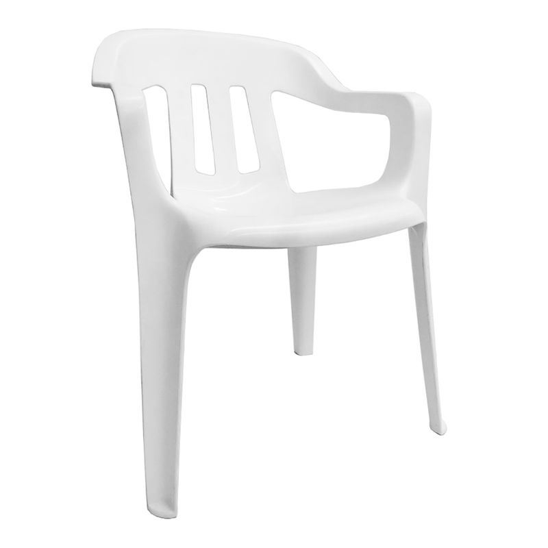 SILLA PLASTICA CON BRAZOS CLASICA BLANCA