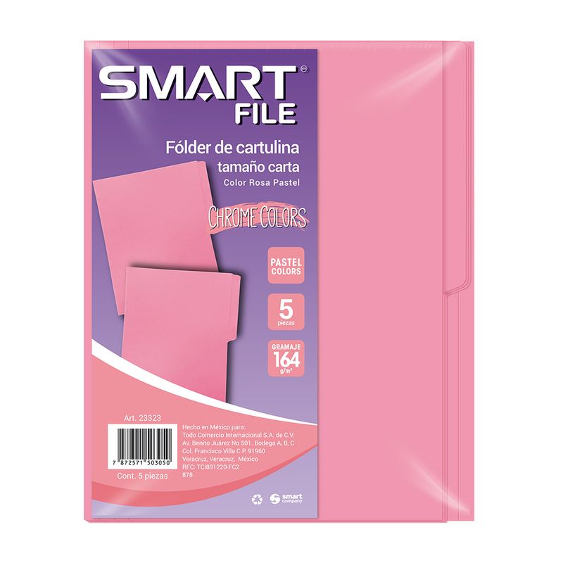 FOLDER CARTA ROSA PASTEL C/5PZAS