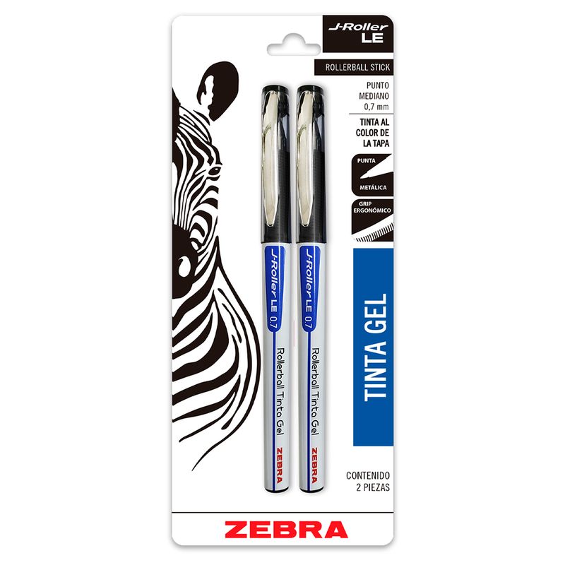 BOLIGRAFO MEDIANO GEL NEGRO BLT C/2 J-ROLLER LE ZEBRA