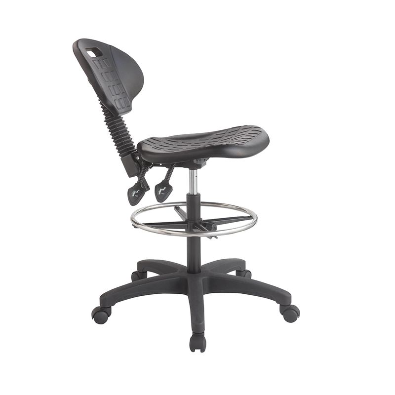 SILLA INDUSTRIAL SIN BRAZOS C/ARILLO ACERO INOXIDABLE CON RUEDAS