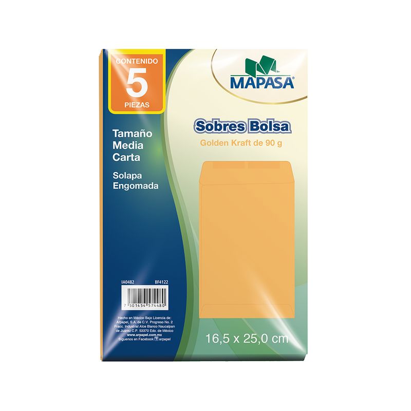 SOBRE BOLSA GOLDEN ESQUELA CON 5PZAS