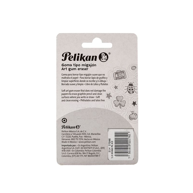 GOMA BORRAR MIGAJON CON 6 PELIKAN COLORES SURTIDOS