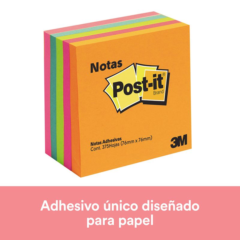 NOTAS ADHESIVAS 3x3 CUBO NEON C/375H