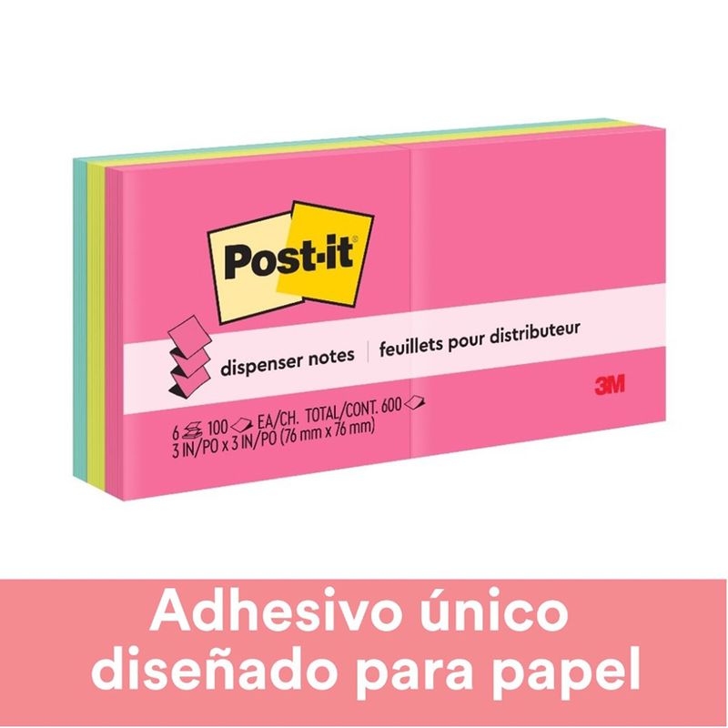 NOTAS ADHESIVAS 3x3 POP UP NEON C/100H PAQUETE CON 6