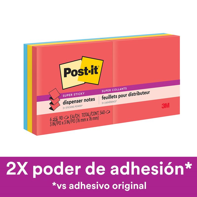 NOTAS ADHESIVAS POP UP 3X3 SS COLS BRILLANTES C/6BLK