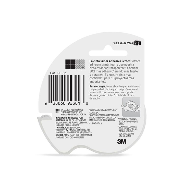 CINTA SUPER ADHESIVA TRASNP 19MM X 254M SCOTCH