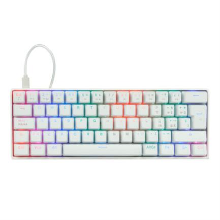 Teclado Mecánico Game Factor KBG560 RGB Teclas Extras Pink Red Intercambiables Red Switch USB Color Blanco
