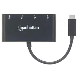 Hub Manhattan Usb-C 3.2 Gen1 4 Puertos Usb-A Color Negro Mncacca0002