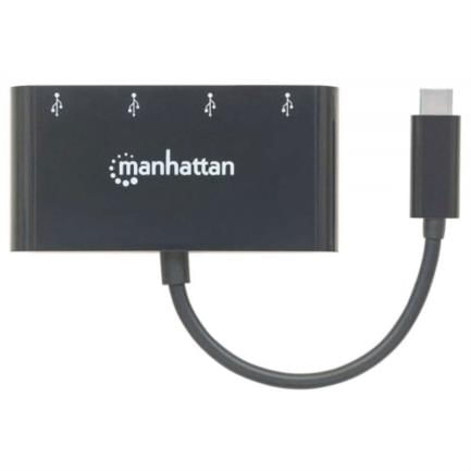 Hub Manhattan USB-C 32 Gen1 4 Puertos USB-A Color Negro