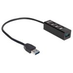 Hub Manhattan Combo 1 Puerto USB 30/3 Puertos USB 20 Color Negro