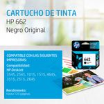 CARTUCHO DE TINTA HP 662 NEGRO CZ103AL