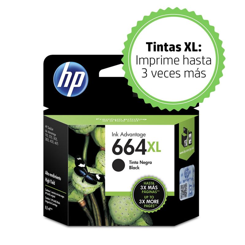 CARTUCHO DE TINTA HP 664XL NEGRO F6V31AL