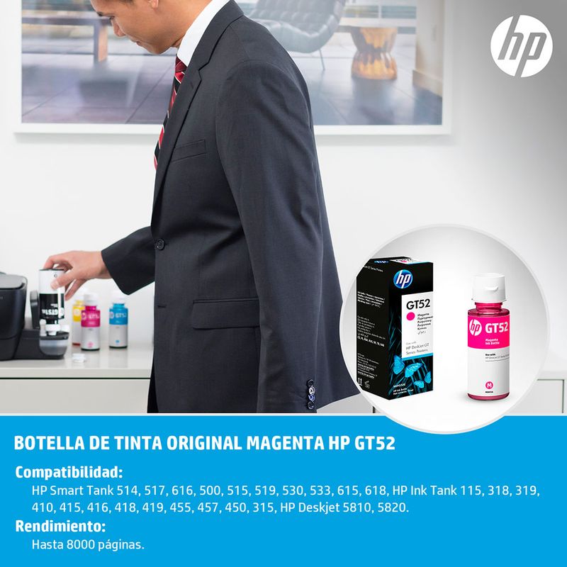 BOTELLA DE TINTA HP GT52 MAGENTA M0H55AL