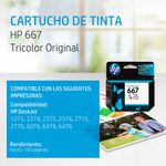 CARTUCHO DE TINTA HP 667 COLOR 3YM78AL