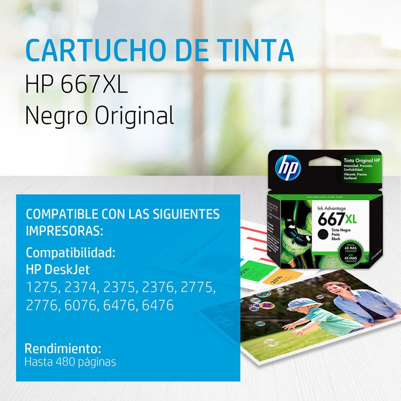 CARTUCHO DE TINTA HP 667XL NEGRO 3YM81AL