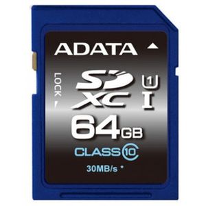Memoria Sd (Sdxc) 64Gb Adata Clase 10 (V10), Velocidad Hasta 100Mb/25Mb Por Seg.  Asdx64Guicl10-R        Asdx64Guicl10-R