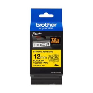 Cinta Brother Tzes631 Laminada Súper Adhesiva Texto Negro Fondo Amarillo 12Mmx8M Boccinab004