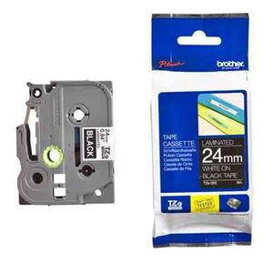 Cinta Brother Tze355 Laminada Blanco Sobre Fondo Negro 24Mmx8M Boccinad118