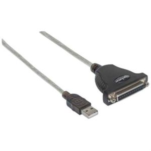 Convertidor Manhattan Para Impresora Usb-A A Paralelo Db25 Color Plata Mnccovac008