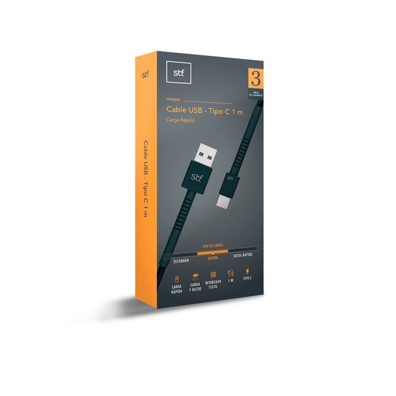 CABLE USB A USB TIPO C 1M COLOR GRAFITO CARGA RAPIDA
