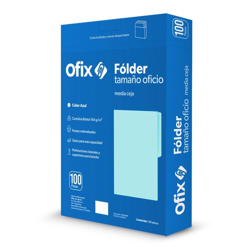 FOLDER-OFICIO-AZUL-OFIX-CON-100PZAS