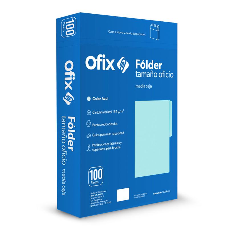 FOLDER OFICIO AZUL OFIX CON 100PZAS