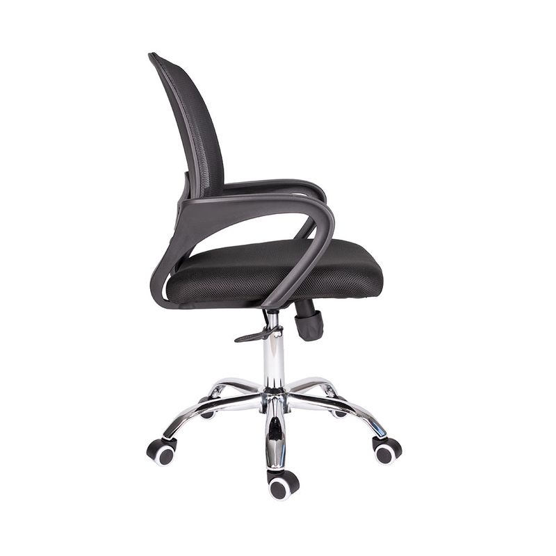 SILLA SECRETARIAL CON BRAZOS MALLA BARI NEGRO