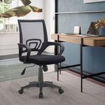 SILLA SECRETARIAL CON BRAZOS MALLA NEGRO